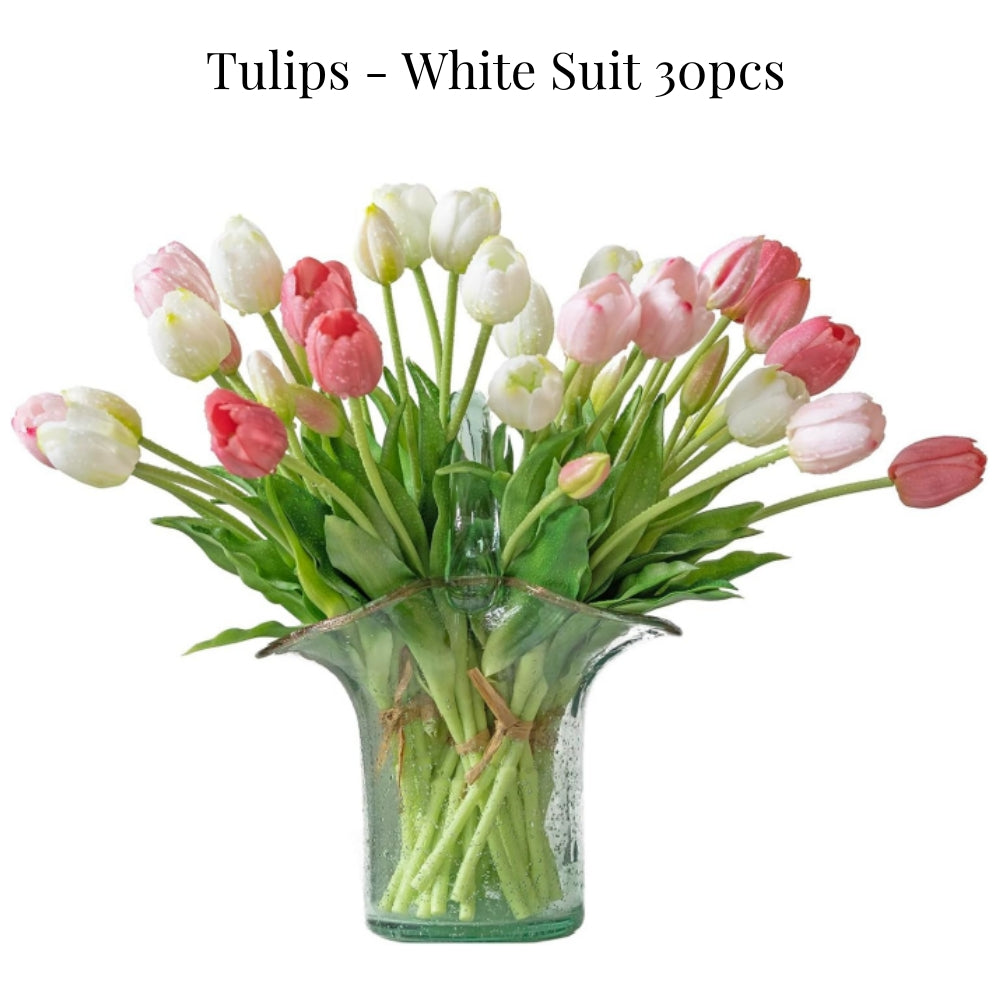 On Saleš„Artificial Tulips Flowers - Real Touch Latex Bouquet - UV resistant, Waterproof,Windproof